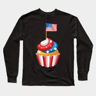 4th Of July Cupcake America Flag Holiday Party Long Sleeve T-Shirt